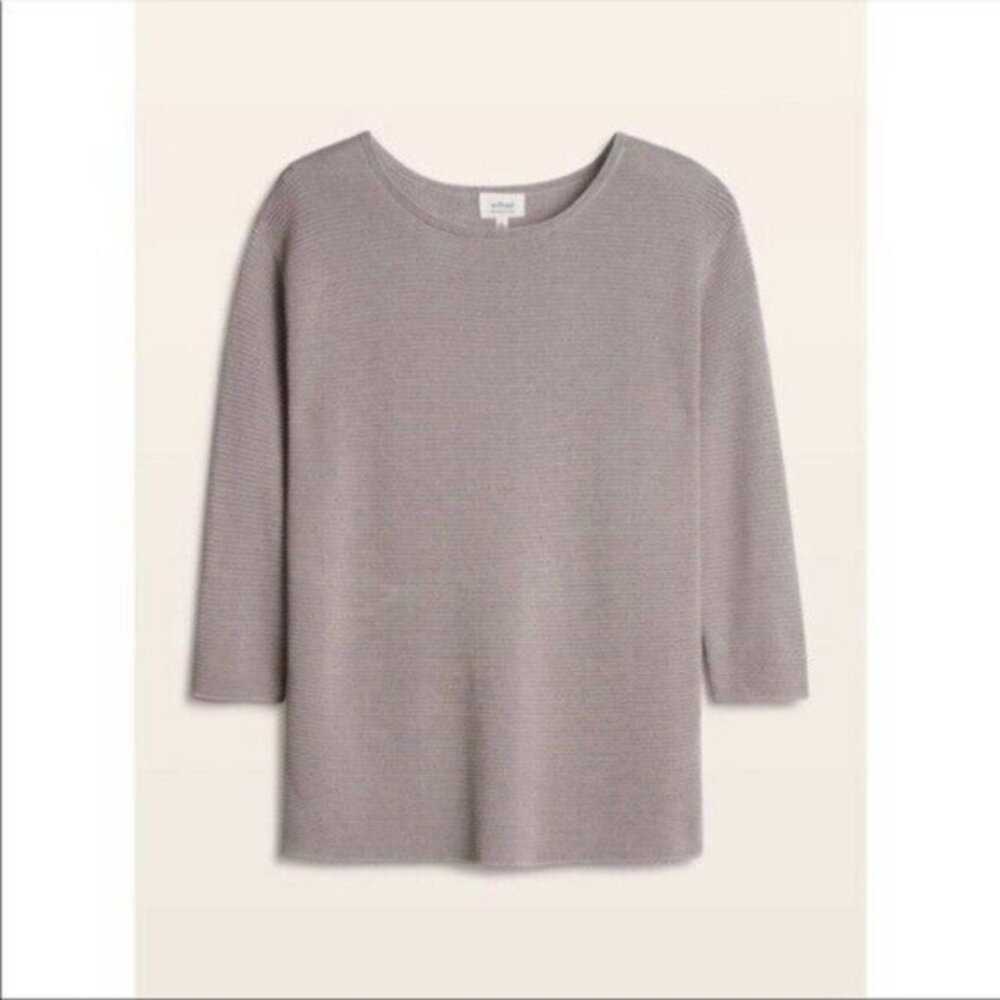 Aritzia Wilfred Blanchard Sweater Grey Linen Ribbed Italian yarn - Picture 2 of 6